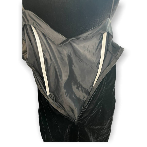 Vintage 90s L.A. Glo Black Velvet Cocktail Formal Sexy Slit Dress Large 11/12 - Picture 6 of 7